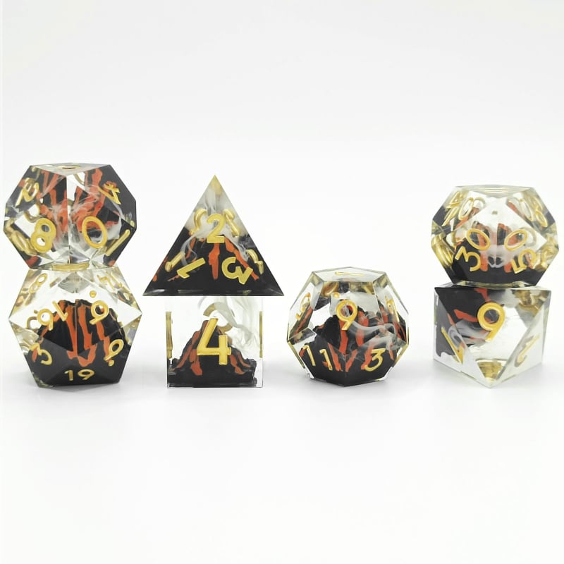 Poliedarske kocke od smole za Dungeons & Dragons, žute