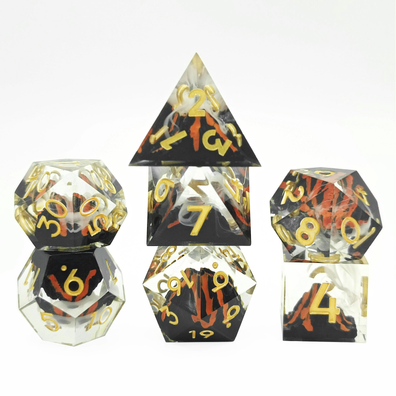 Poliedarske kocke od smole za Dungeons & Dragons, žute