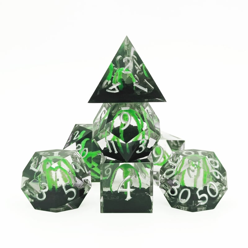 Poliedarske kocke od smole za Dungeons & Dragons, žute