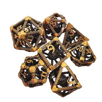Metalne D20 kocke s otvorom u crveno-brončanoj boji, za D&D i TRPG Cthulhu