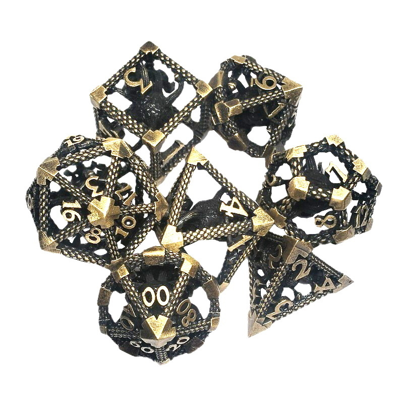 Metalne D20 kocke s otvorom u crveno-brončanoj boji, za D&D i TRPG Cthulhu