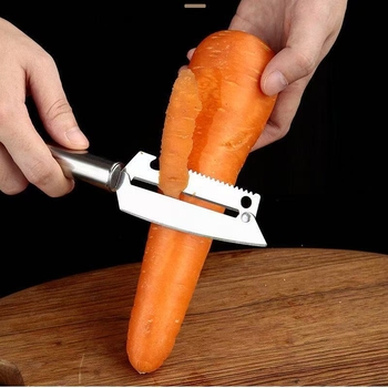 Descojitor multifuncțional din oțel inoxidabil – 2-in-1 pentru fructe și legume, cu cuțit de decojit cartofi