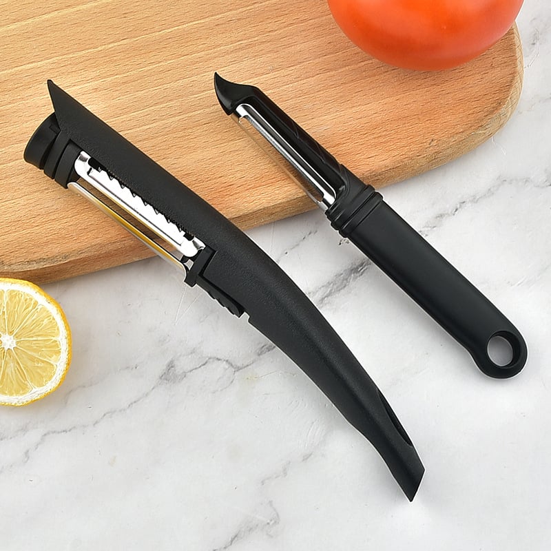 Peeler multifuncțional din plastic, lamă din oțel inoxidabil, pentru curățarea fructelor și legumelor, inclusiv mere și cartofi
