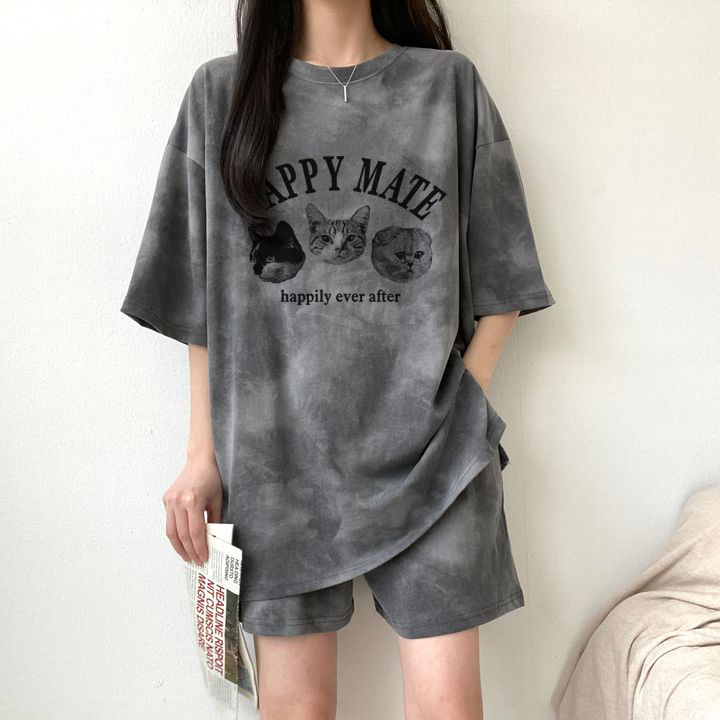 Ženski ljetni dvodijelni set: top s kratkim rukavima i šorcima, udoban stil, Plus Size