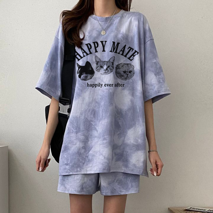Ženski ljetni dvodijelni set: top s kratkim rukavima i šorcima, udoban stil, Plus Size