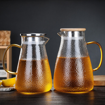 Ceainic din sticlă borosilicată cu model ciocan, transparent, pentru fierberea apei