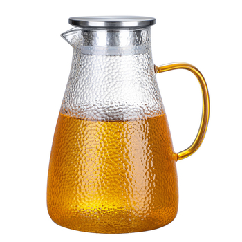 Ceainic din sticlă borosilicată cu model ciocan, transparent, pentru fierberea apei