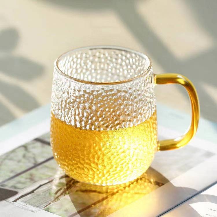 Ceainic din sticlă borosilicată cu model ciocan, transparent, pentru fierberea apei