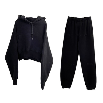 Ženski casual set u korejskom stilu s fleece podlogom: udoban komplet s hlačama i duksom
