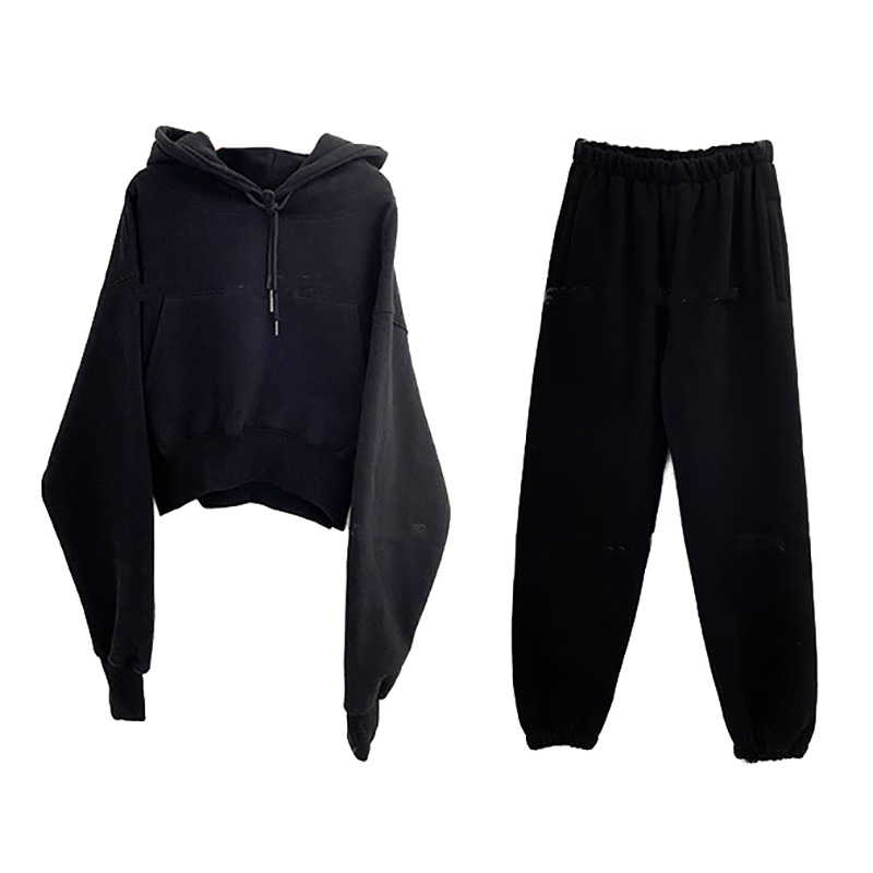 Ženski casual set u korejskom stilu s fleece podlogom: udoban komplet s hlačama i duksom