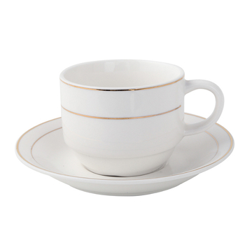 Set de cești de cafea din ceramică cu farfurie, design minimalist monocrom cu logo – potrivit pentru casă, birou și cafenea