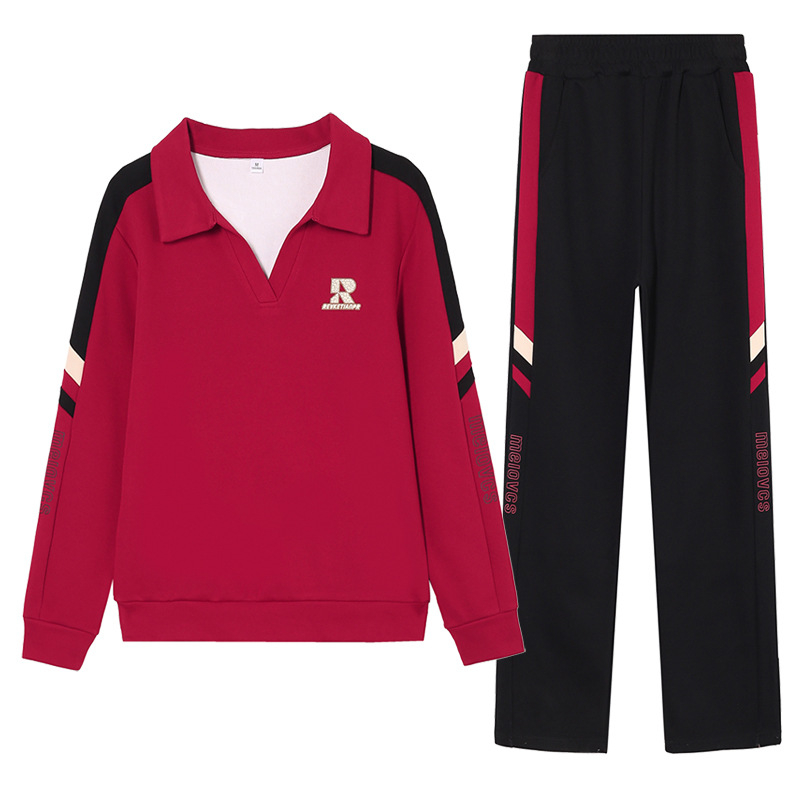 Ženski dvodijelni sportski set, jesen 2025, duksa s ovratnikom, vitka silueta, lagana tkanina