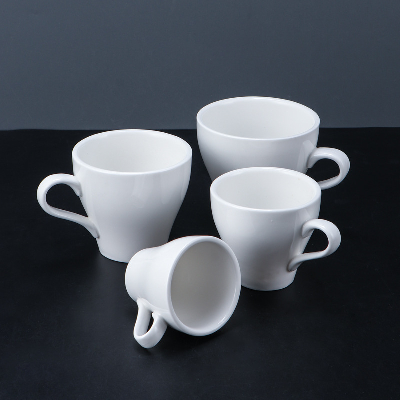 Set espresso în stil italian, cu farfurioare, ceramică albă, logo personalizat