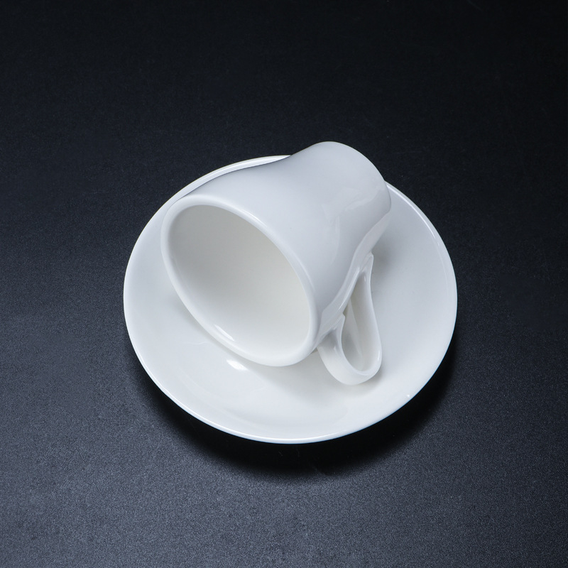 Set espresso în stil italian, cu farfurioare, ceramică albă, logo personalizat