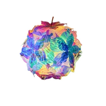 Lanternă LED rotundă, 16 cm, lumină colorată cu efect laser și folie aurie