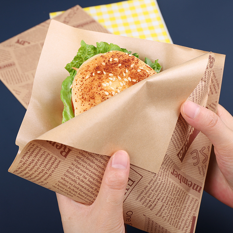 Hârtie alimentară pentru ambalarea sandvișurilor cu absorbție de ulei, pungă triunghiulară laminată, alimentară, de unică folosință, pentru pâine, clătite și burgeri