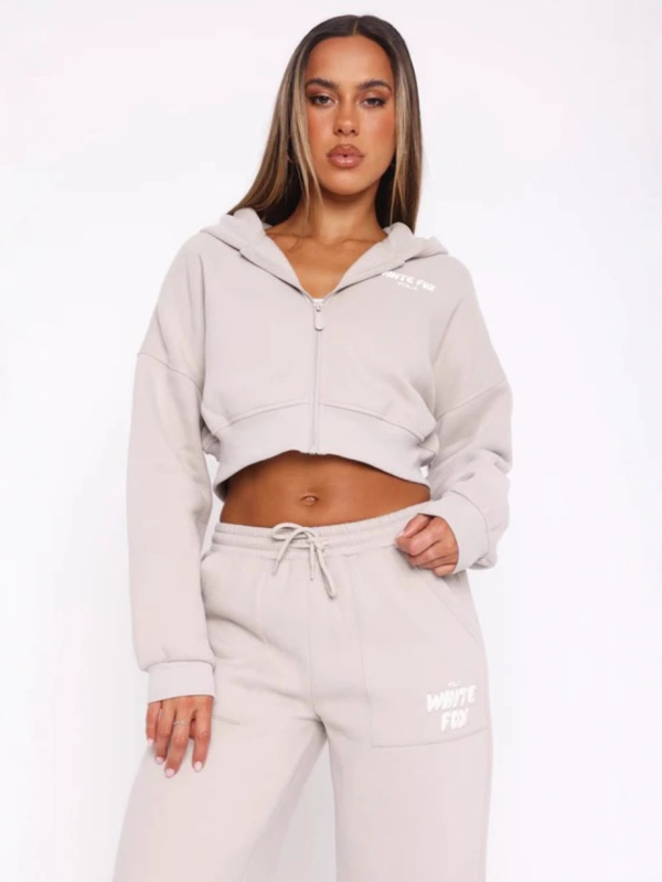 Dvodelni set hoodie majica s logom, dugi rukavi, gradski stil, smjesa poliestera i elastana