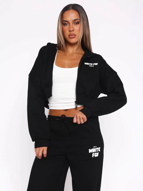 Dvodelni set hoodie majica s logom, dugi rukavi, gradski stil, smjesa poliestera i elastana