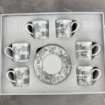 Set ceramic de cafea în stil european, cu farfurioare pentru ceai, cești pentru desert, stil espresso turcesc, în cutie cadou
