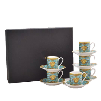 Set ceramic de cafea în stil european, cu farfurioare pentru ceai, cești pentru desert, stil espresso turcesc, în cutie cadou
