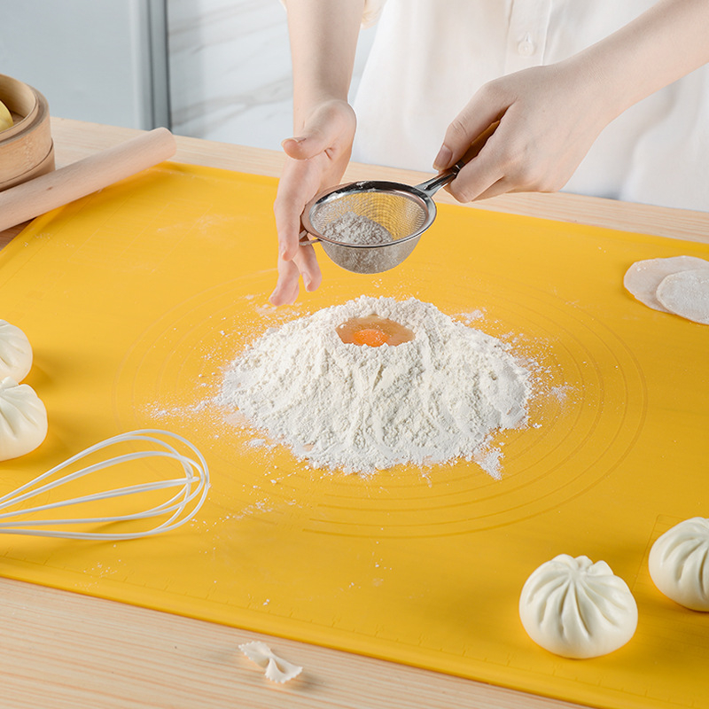 Set de trei suprafețe din silicon alimentar pentru aluat, cu suprafețe mai groase, antiaderente, cu rigle de măsurare, pentru frământat și întins aluat