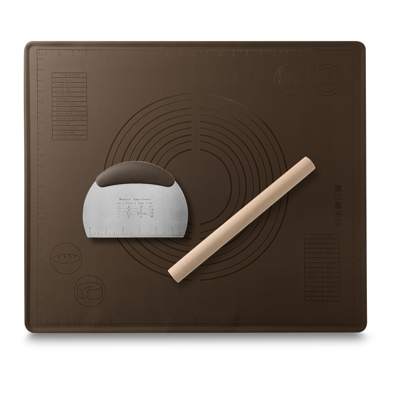 Set de trei suprafețe din silicon alimentar pentru aluat, cu suprafețe mai groase, antiaderente, cu rigle de măsurare, pentru frământat și întins aluat