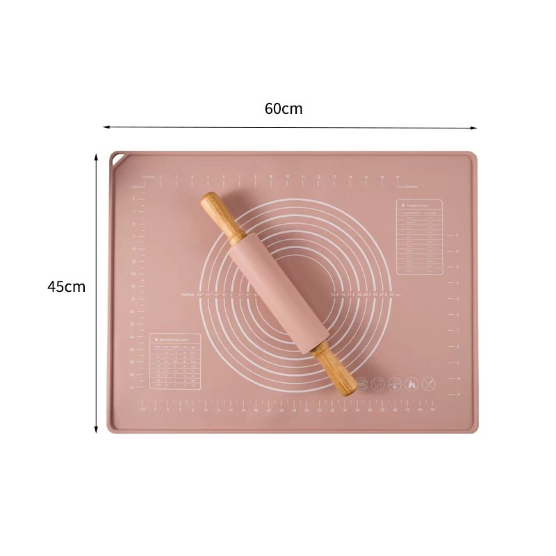 Set de suprafețe din silicon pentru frământat în bucătărie, suprafață groasă antiderapantă pentru întinderea aluatului, rolă de aluat și unelte pentru coacere