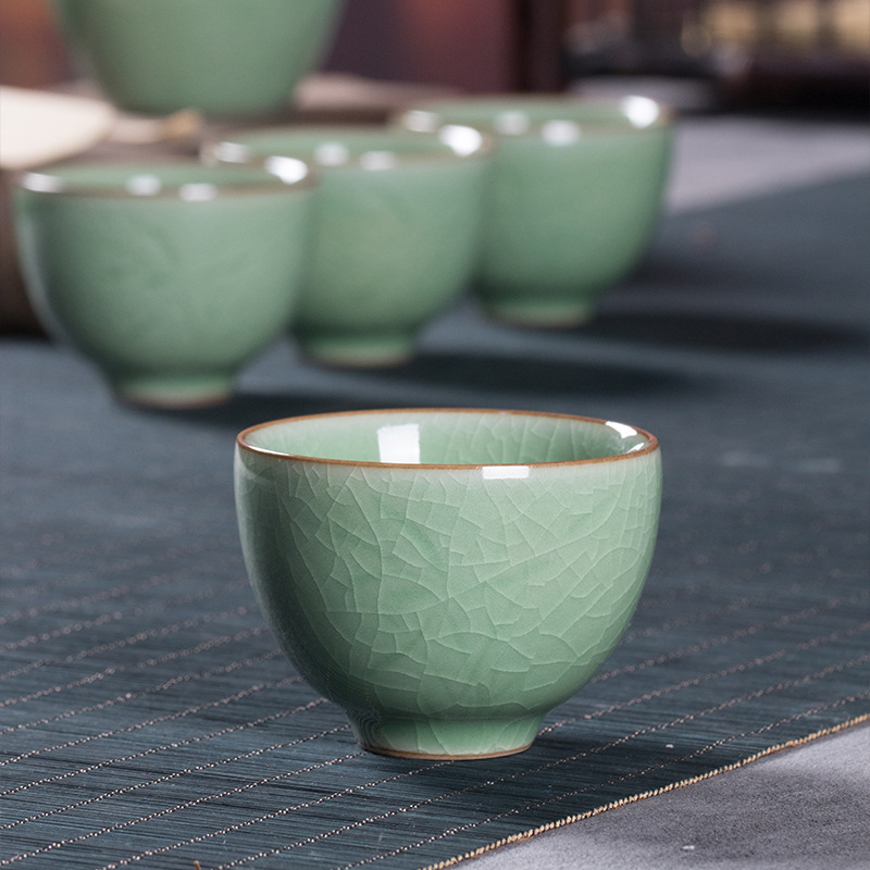 Longquan Celadon Gongfu čajni set za putovanje, prijenosni, 1 posuda i 4 šalice, mali darovni set