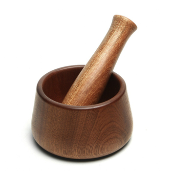 Măcinător de usturoi în stil Sanchuang, recipient din lemn, grinder manual de usturoi