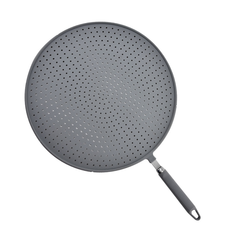 Protector din silicon împotriva stropirilor de ulei, cu capac circular din plasă și mâner pentru bucătărie