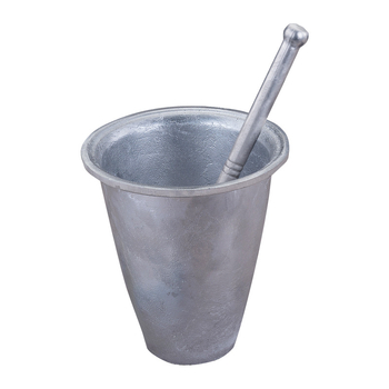 Mojar din aluminiu cu pistil antic, pentru zdrobirea usturoiului și a ardeilor iuți