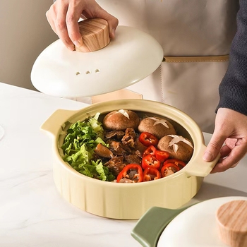 Oală ceramică Mija pentru aragaz, mică, 2,1–4 L, vas glazurat pentru supe și orez.