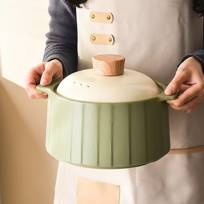 Oală ceramică Mija pentru aragaz, mică, 2,1–4 L, vas glazurat pentru supe și orez.