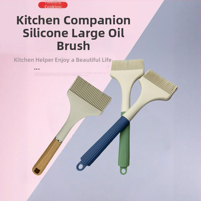 Perie din silicon pentru copt, rezistentă la temperaturi înalte, cap lat, din silicon de calitate alimentară, pentru uns ulei pe clătite și crepes, fără scăpări de fibre