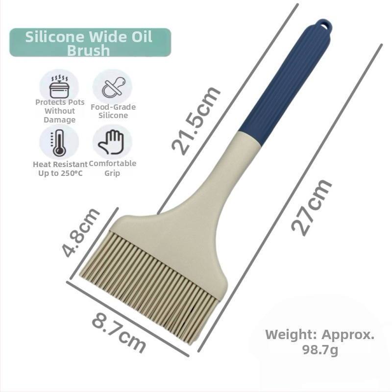 Perie din silicon pentru copt, rezistentă la temperaturi înalte, cap lat, din silicon de calitate alimentară, pentru uns ulei pe clătite și crepes, fără scăpări de fibre