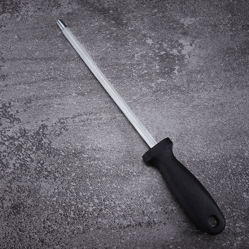 Baston din oțel inoxidabil pentru ascuțit cuțite, set bucătărie cu piatră de ascuțit, Blue Thorn, stil antic/retro