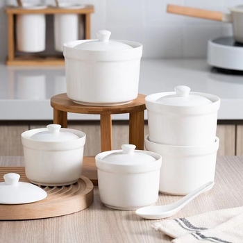 Oală ceramică pentru baie de apă, gătire la abur a ouălor și supă cu cuib de păsări, 1L, stil chinezesc