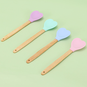 Spatulă din silicon pentru cremă și amestecarea aluatului de prăjituri, rezistentă la temperaturi, ustensilă de bucătărie, în formă de inimă pentru gem