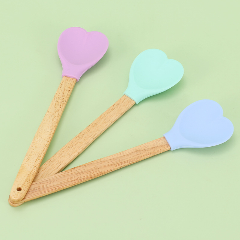 Spatulă din silicon pentru cremă și amestecarea aluatului de prăjituri, rezistentă la temperaturi, ustensilă de bucătărie, în formă de inimă pentru gem