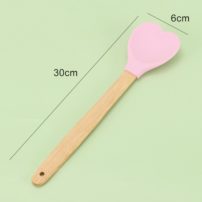 Spatulă din silicon pentru cremă și amestecarea aluatului de prăjituri, rezistentă la temperaturi, ustensilă de bucătărie, în formă de inimă pentru gem
