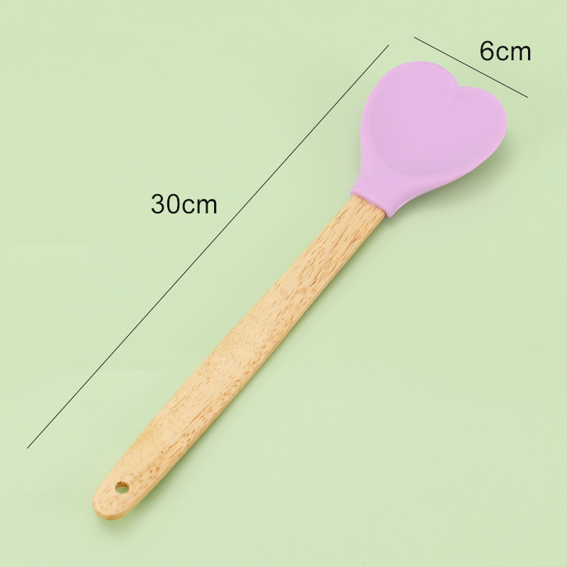 Spatulă din silicon pentru cremă și amestecarea aluatului de prăjituri, rezistentă la temperaturi, ustensilă de bucătărie, în formă de inimă pentru gem