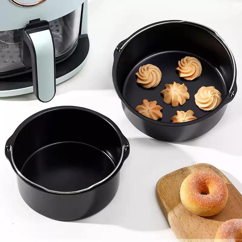 Formă de prăjit pentru air fryer, rotundă, universală, rezistentă la temperaturi înalte, cu fund solid antiaderent, 30 cm