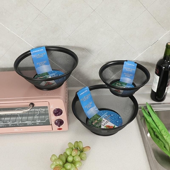 Coș rotund din oțel inoxidabil, cu margini înalte, pentru spălat legume și scurgere — coș pentru fructe, accesoriu practic de bucătărie