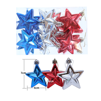 Set de globuri de Crăciun cu design steag american, 12 buc., diametru 6 cm, pictate manual