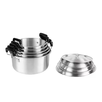 Oală de aluminiu cu capac, diametrul 16–24 cm, mânere duble, oală pentru supe