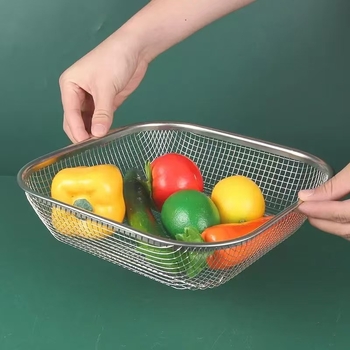 Coș de fructe și legume din oțel inoxidabil, tavă de scurgere, pentru bucătărie și uz casnic