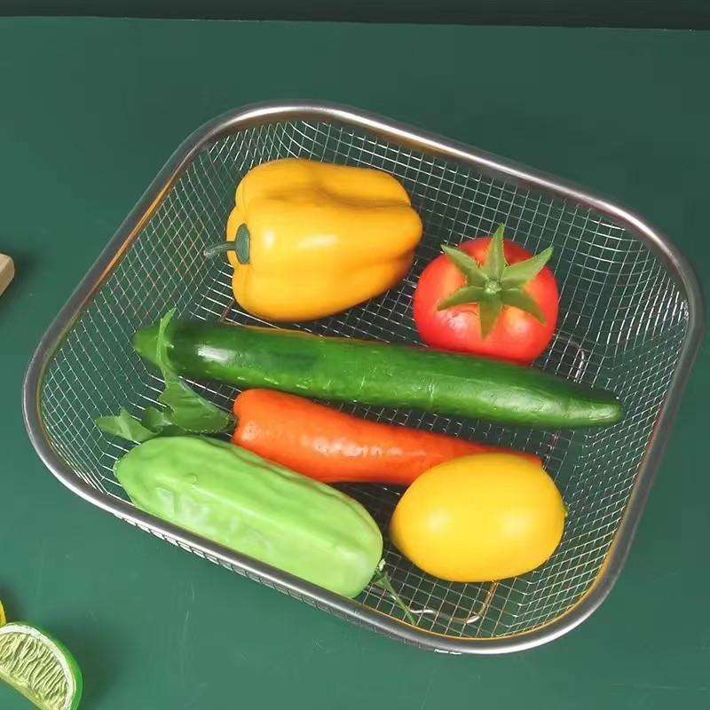 Coș de fructe și legume din oțel inoxidabil, tavă de scurgere, pentru bucătărie și uz casnic