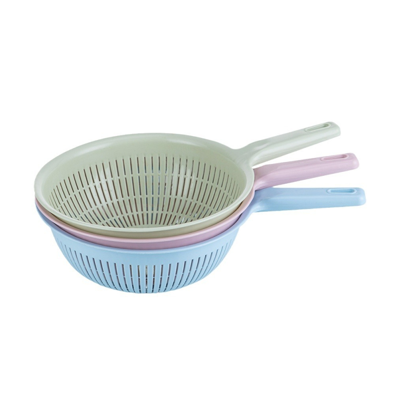 Coș rotund din plastic cu mâner pentru scurgerea fructelor și legumelor, PP, diametrul 22 cm, pentru spălarea orezului