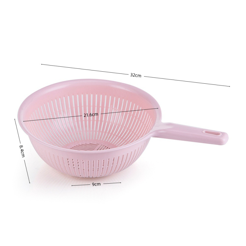 Coș rotund din plastic cu mâner pentru scurgerea fructelor și legumelor, PP, diametrul 22 cm, pentru spălarea orezului