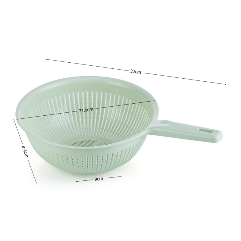 Coș rotund din plastic cu mâner pentru scurgerea fructelor și legumelor, PP, diametrul 22 cm, pentru spălarea orezului